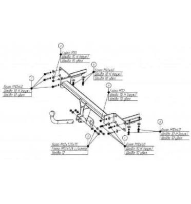 Фаркоп (ТСУ) для OPEL Meriva B 2010-2015 съемный шар на двух болтах 1.2тонны Босал